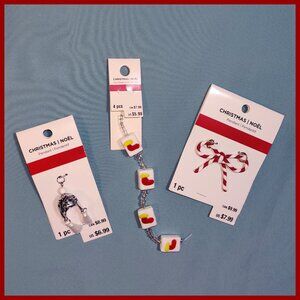 Christmas Jewelry Making Lot by Blue Moon Studio - 2x Pendants + 4x Glass Beads